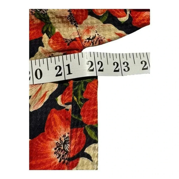 Anne Klein Vintage Silk Blouse Red Floral Print Petite Medium - Picture 4 of 7